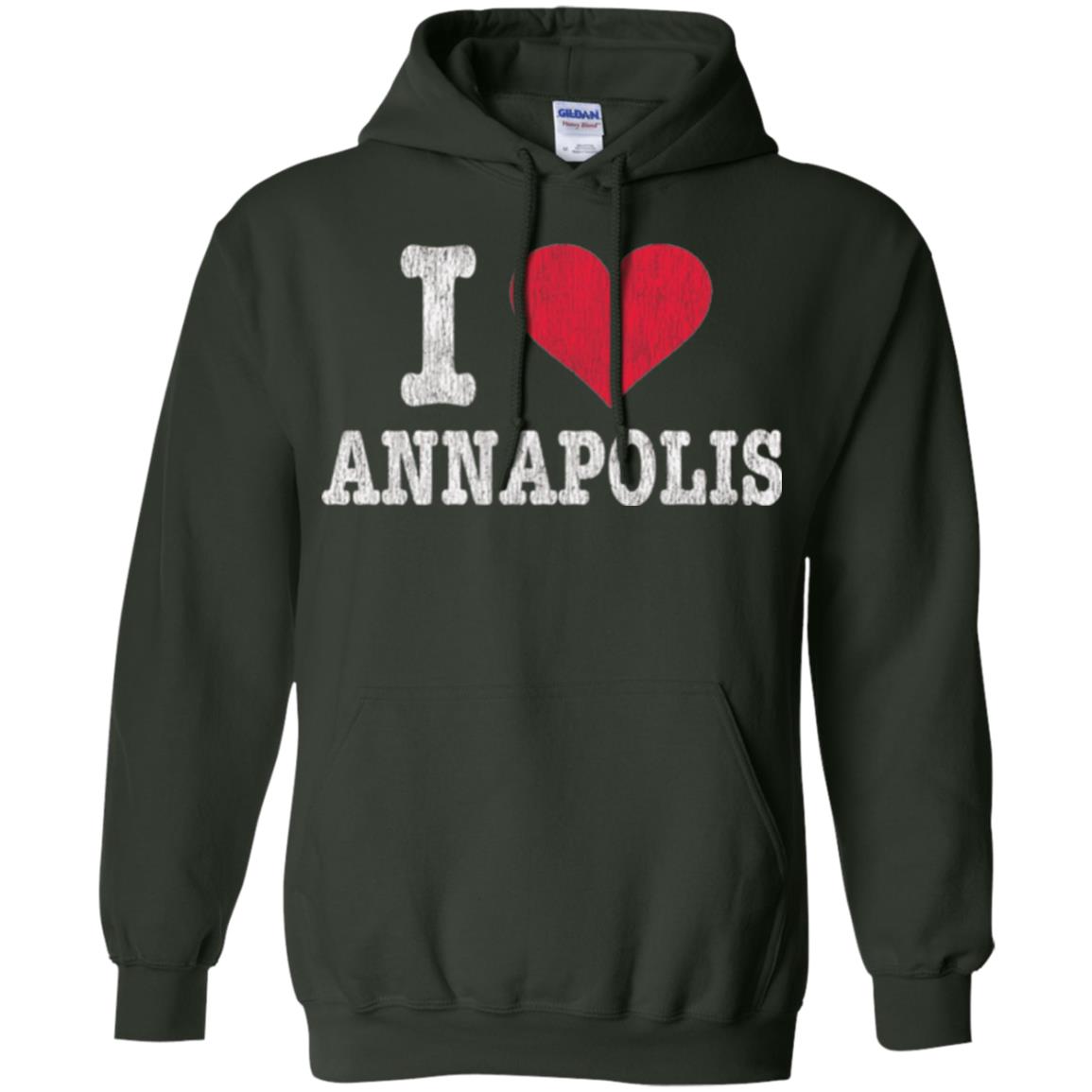 Distressed Retro I Love Annapolis T-shirt Forest Green