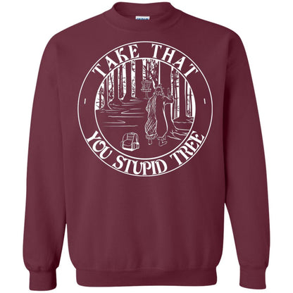 Take That Stupid Tree Funny Disc Golf T-shirt Maroon