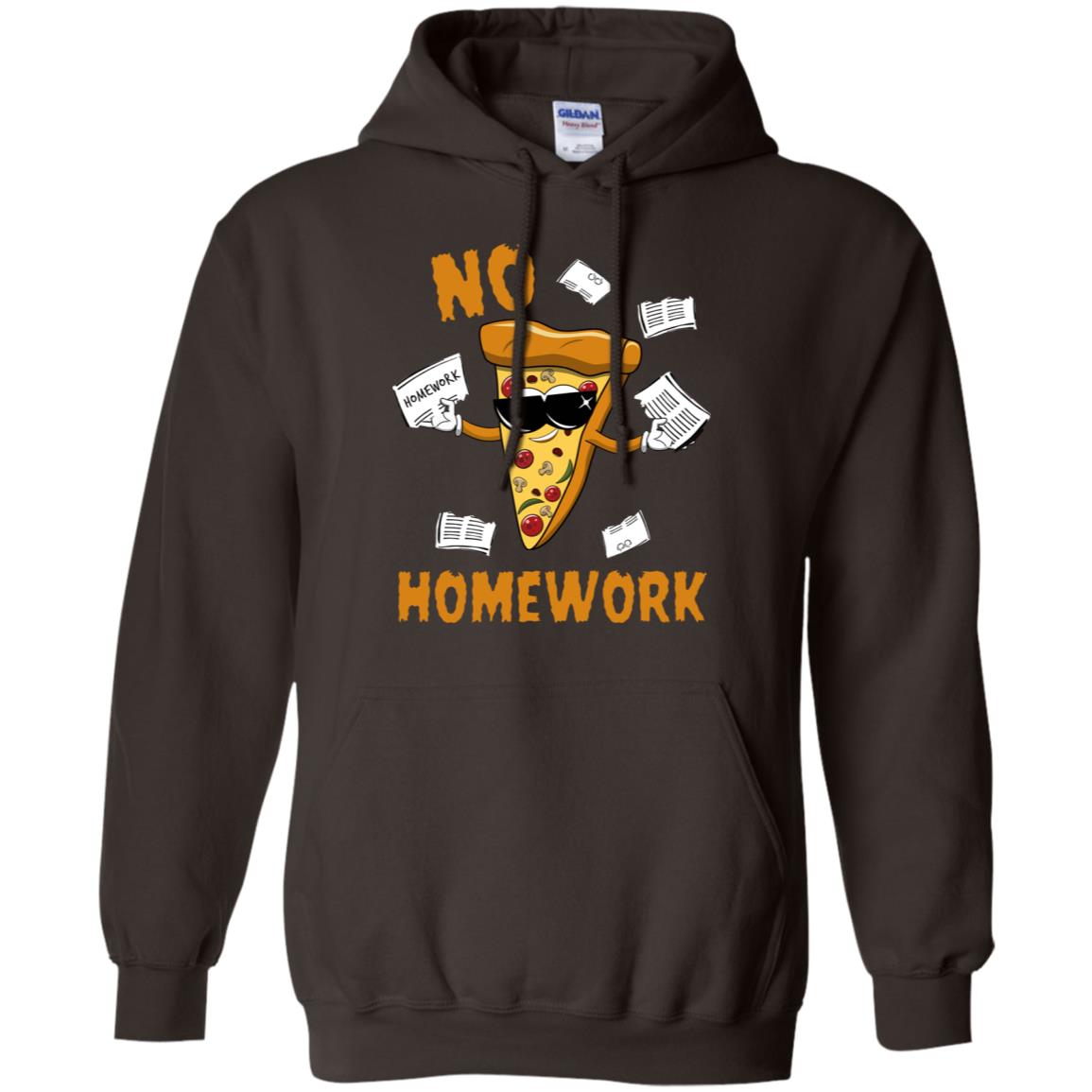 No Homework Funny Pizza Shirt Dark Chocolate