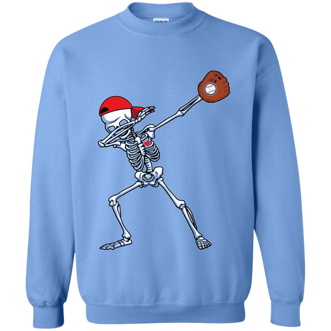 Dabbing Skeleton Baseball Lover T-shirt Carolina Blue