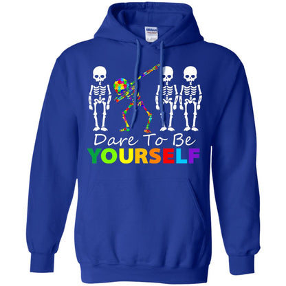 Skeleton Dabbing Dare To Be Yourself Autism Awareness Shirt Royal