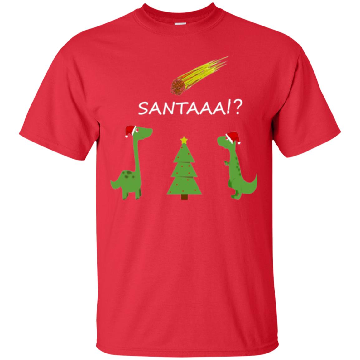 Christmas T-shirt Funny Dinosaus Santaaa Red