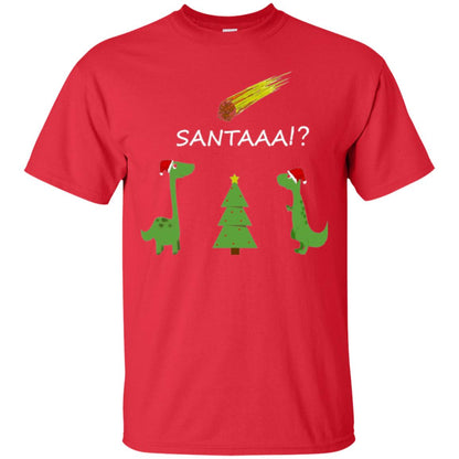 Christmas T-shirt Funny Dinosaus Santaaa Red