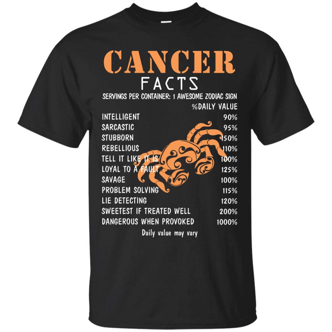 Cancer Facts 1 Awesome Zodiac Sign Gift Shirt For Cancer Horoscope Black