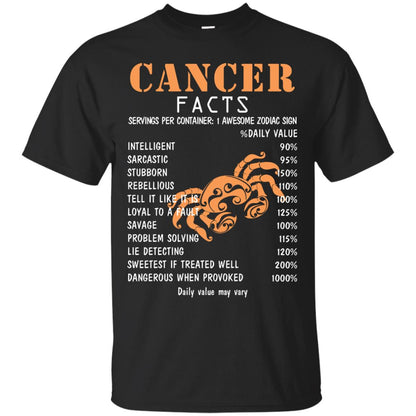 Cancer Facts 1 Awesome Zodiac Sign Gift Shirt For Cancer Horoscope Black