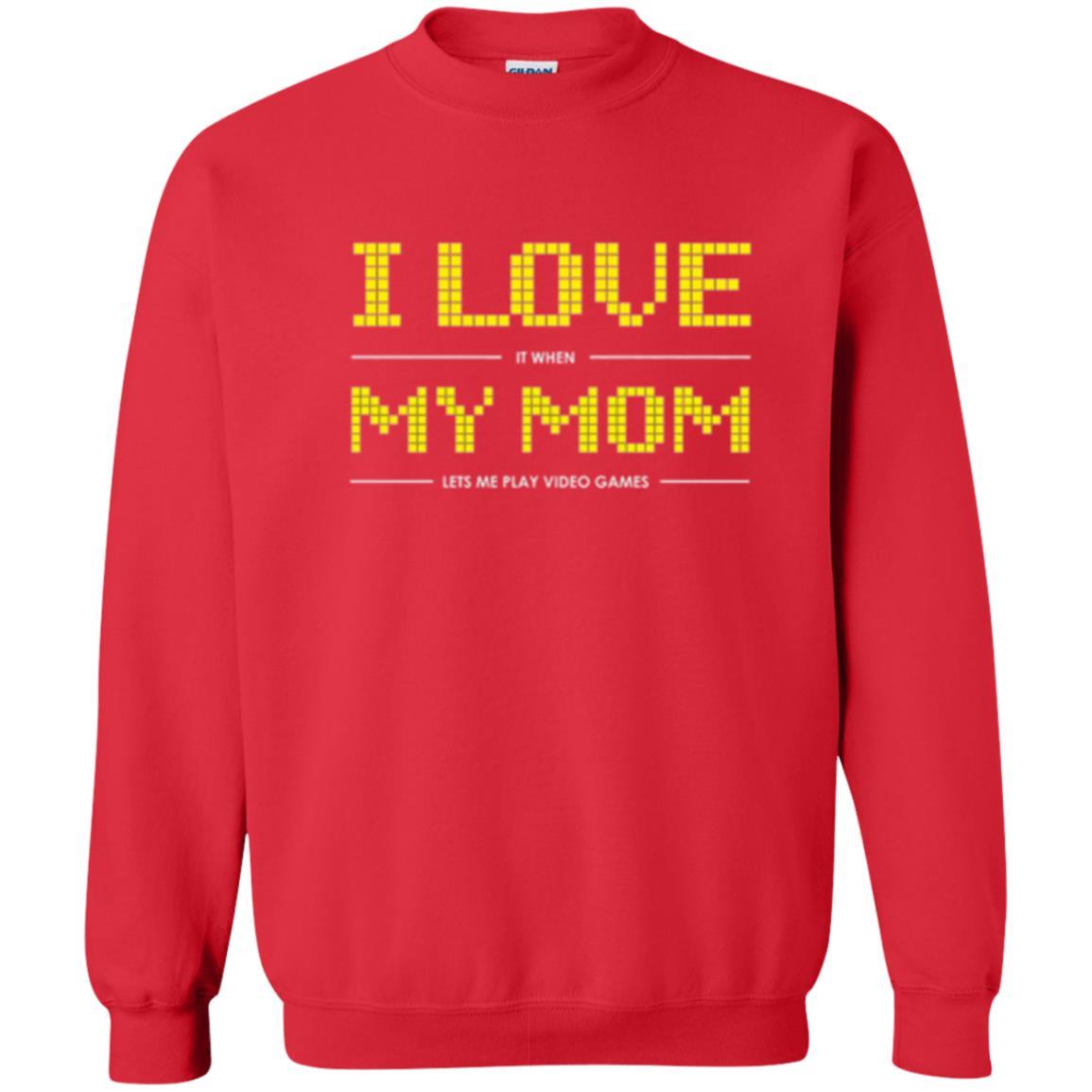 Family T-shirt I Love My Mom Let's Me Play Video Games Red