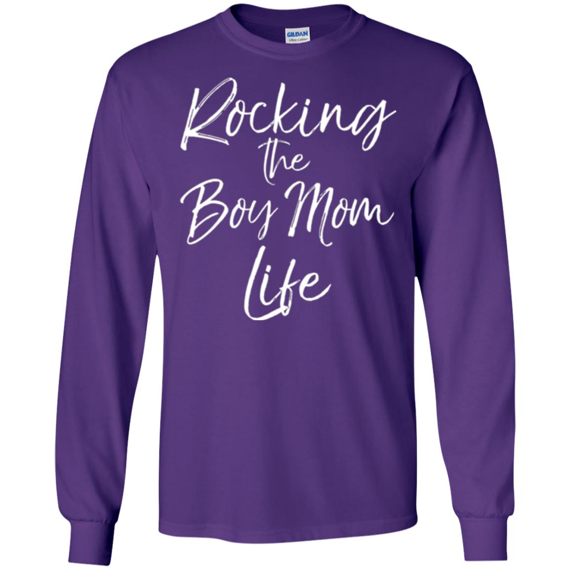 Mom T-shirt Rocking The Boy Mom Life Purple