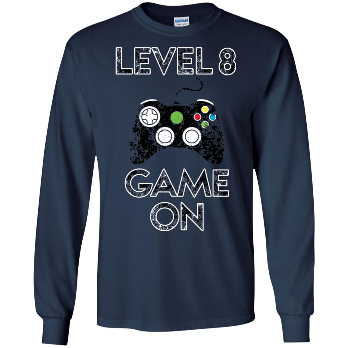 Level 8 Game On 8th Birthday Gift T-shirt Navy