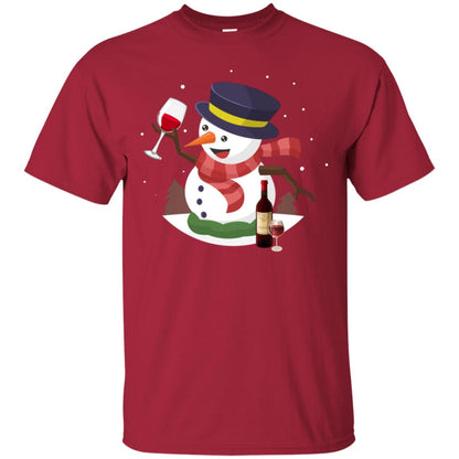 Snowman Cheer Up Wine Drinking Lovers Merry X-mas Gift Shirt Cardinal