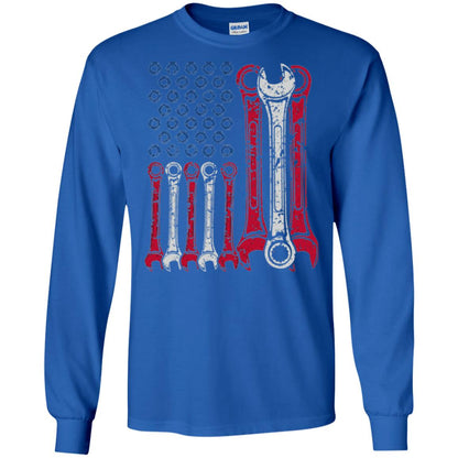 Mechanic T-shirt Usa Red White Blue American Flag Royal
