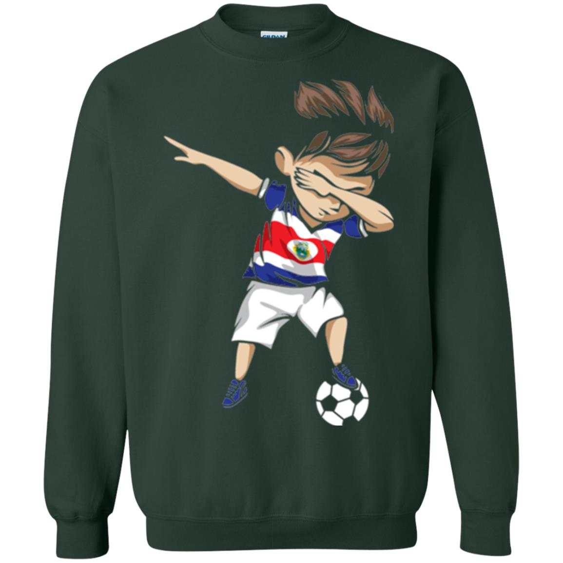 Dabbing Soccer Boy Costa Rica Jersey Football Shirt Forest Green