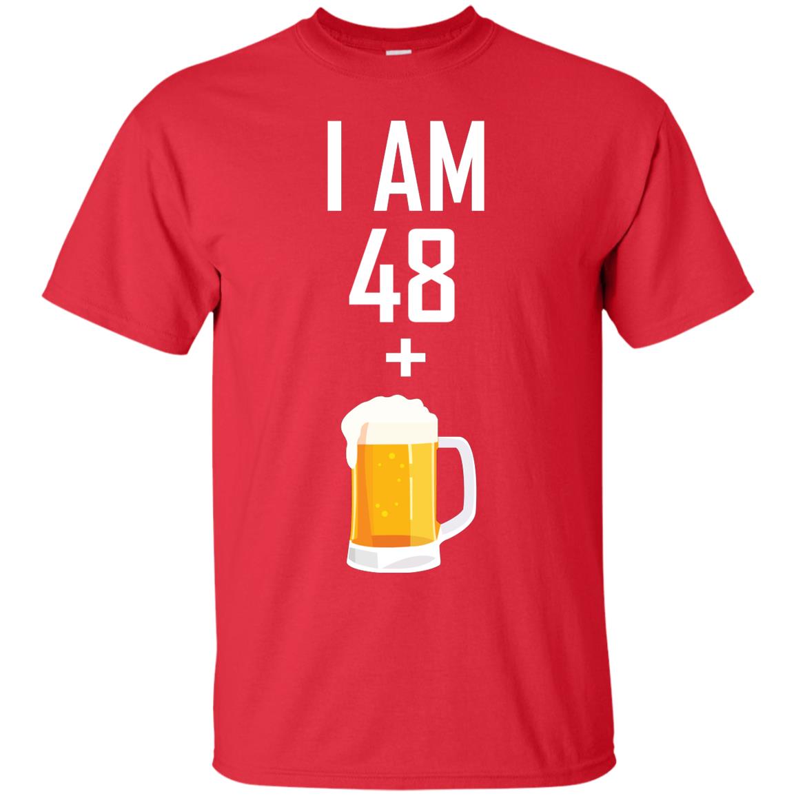 I Am 48 Plus 1 Beer 49th Birthday T-shirt Red