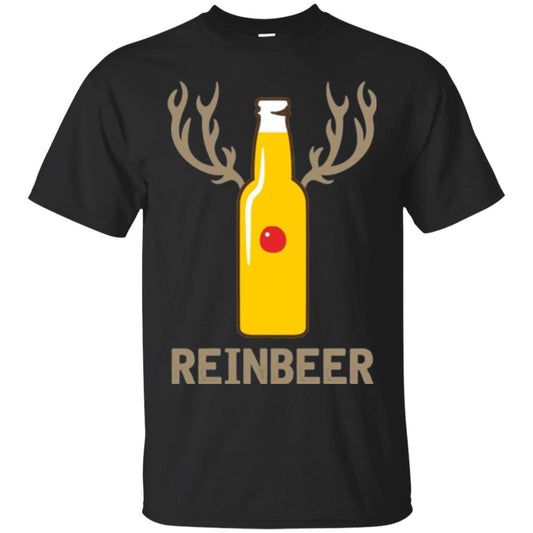 Christmas T-shirt Reinbeer Bottle Drinking Black
