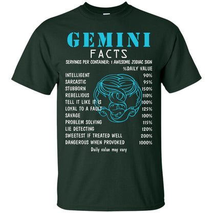 Gemini Facts 1 Awesome Zodiac Sign Gift Shirt For Gemini Horoscope Forest