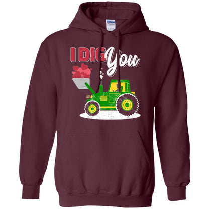 Farmer Valentines Day T-shirt Farm Tractor I Dig You Maroon