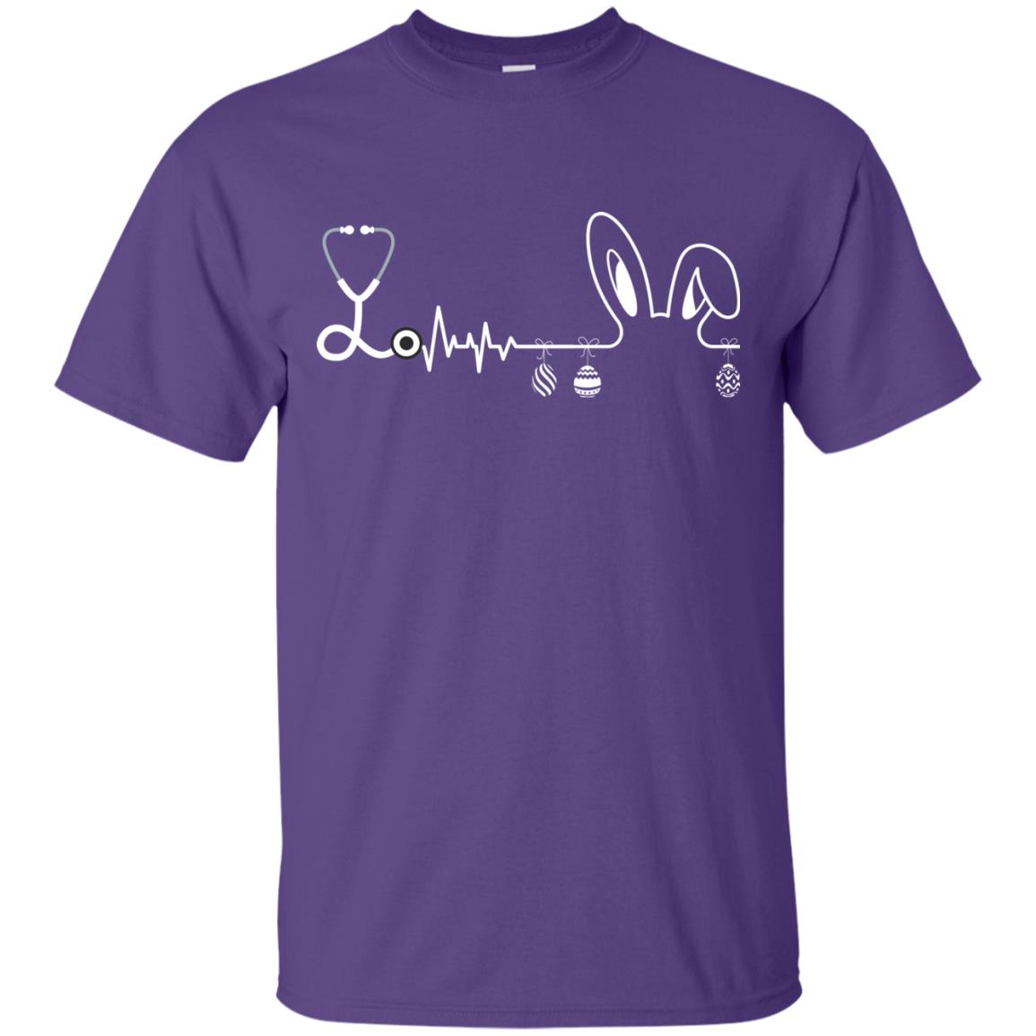 Easter Bunny Nurse Heartbeat T-shirt For Nursing Lover Purple