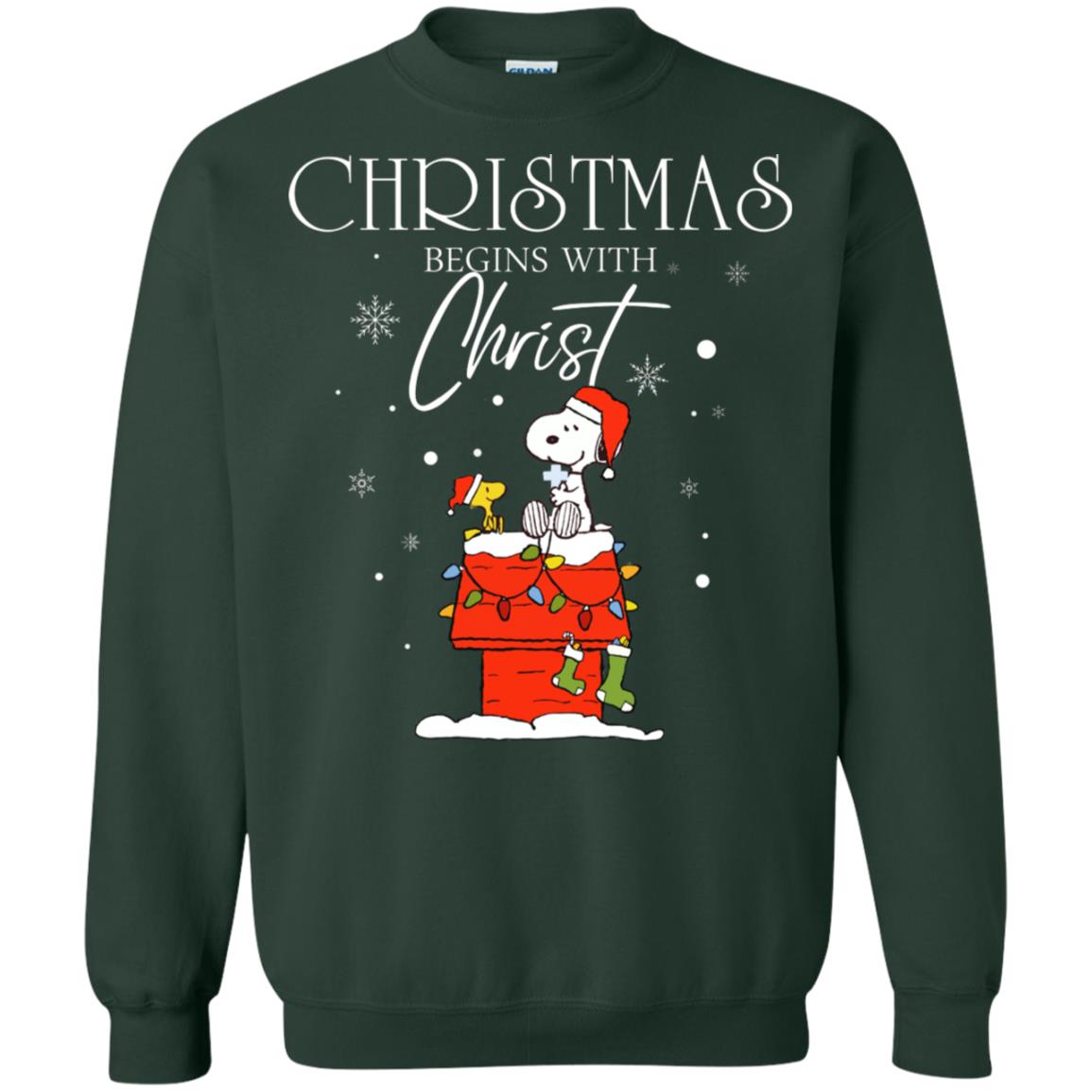 Christmas Begins With Christ Shirt Forest Green