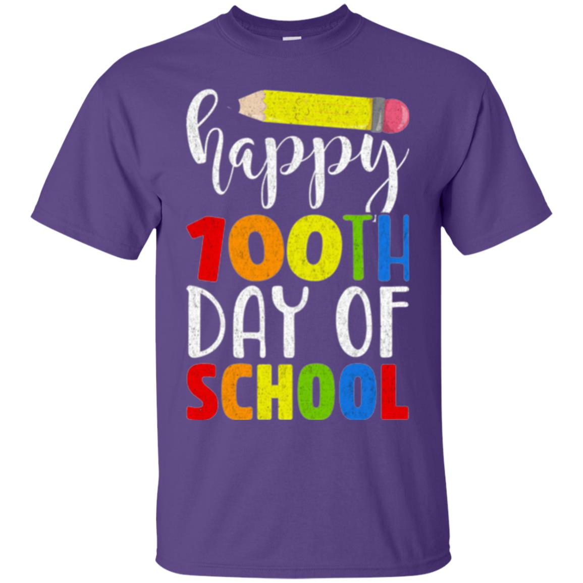 Happy 100th Day Of School Teacher T-shirt Purple