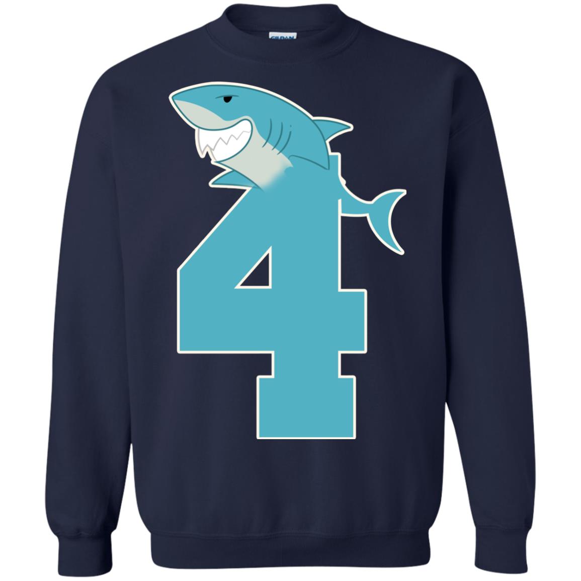 4th Birthday Shark Party Shirt Navy