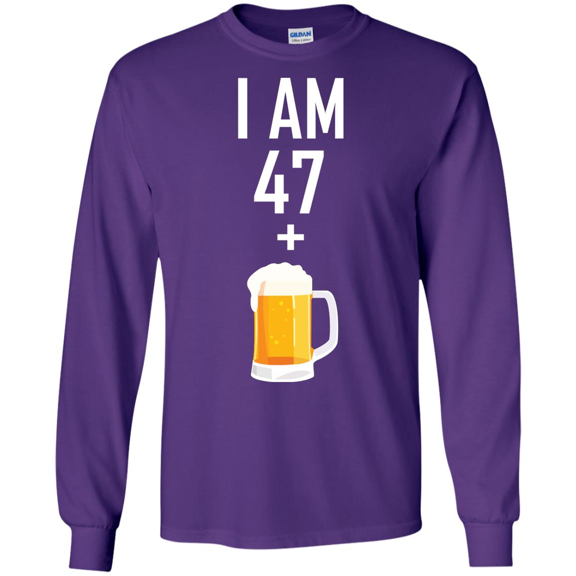 I Am 47 Plus 1 Beer 48th Birthday T-shirt Purple