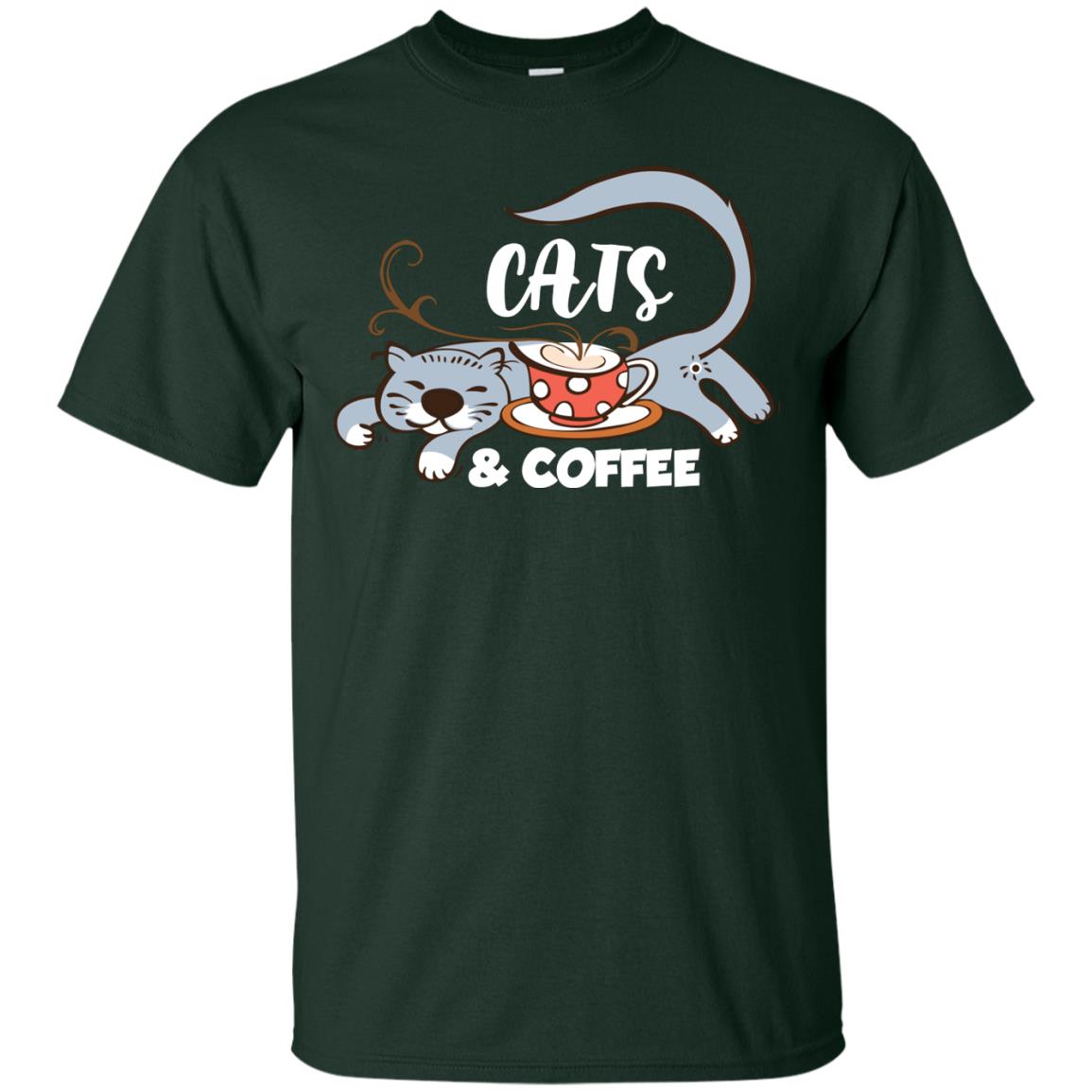 A Good Day Start With Cat And Coffee Cat Lover T-shirt Forest