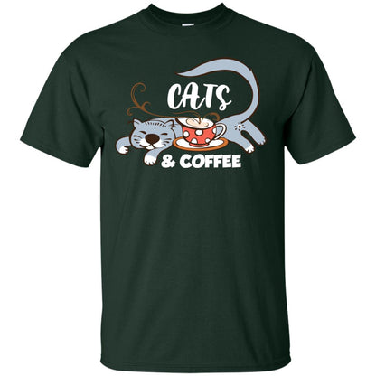 A Good Day Start With Cat And Coffee Cat Lover T-shirt Forest