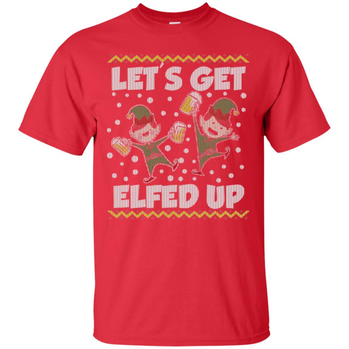Christmas T-shirt Let's Get Elfed Up Red