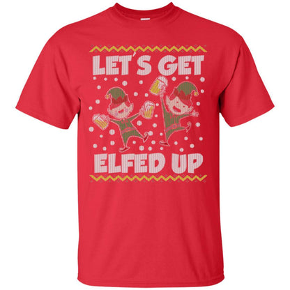 Christmas T-shirt Let's Get Elfed Up Red
