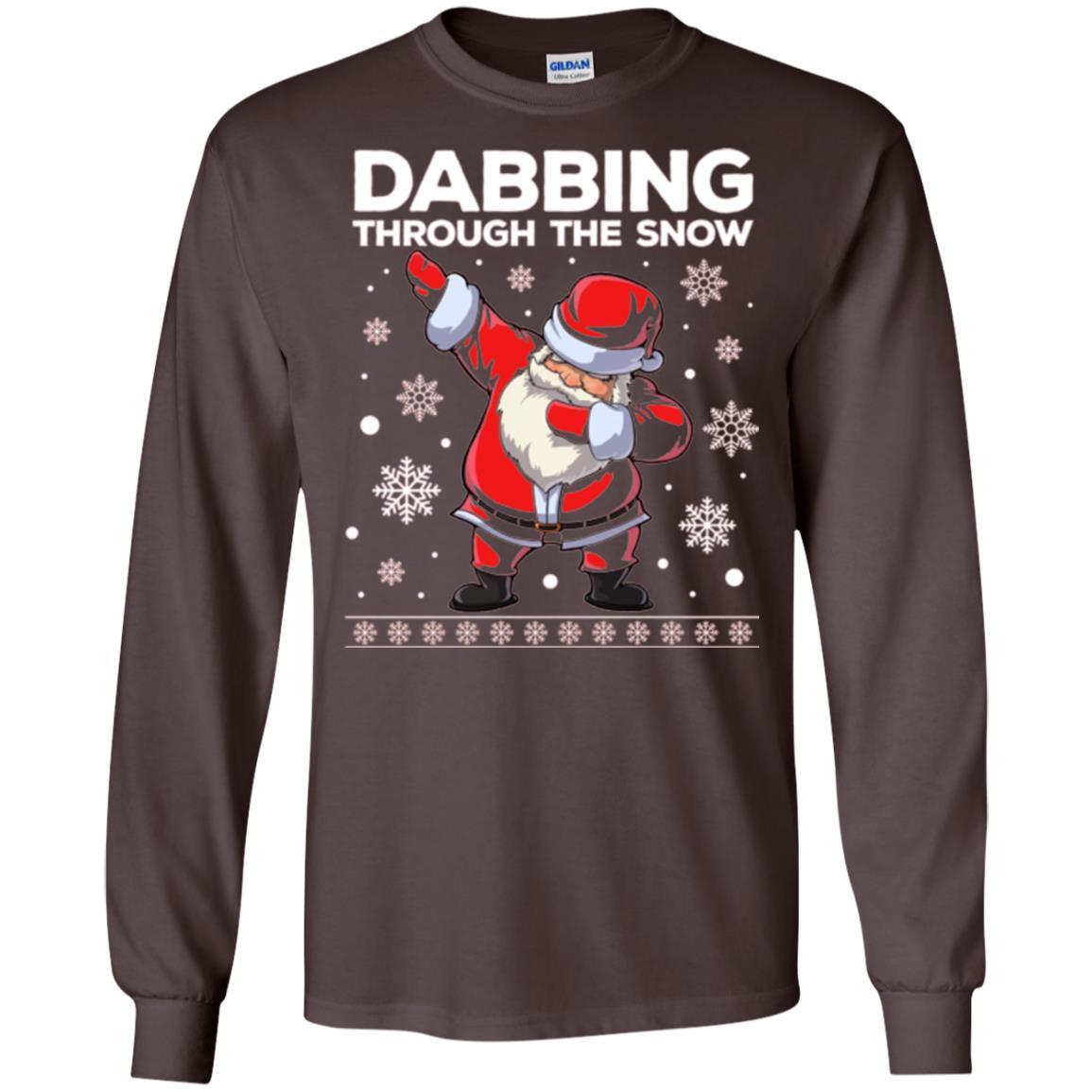 Christmas T-shirt Dabbing Through The Snow T-shirt Dark Chocolate