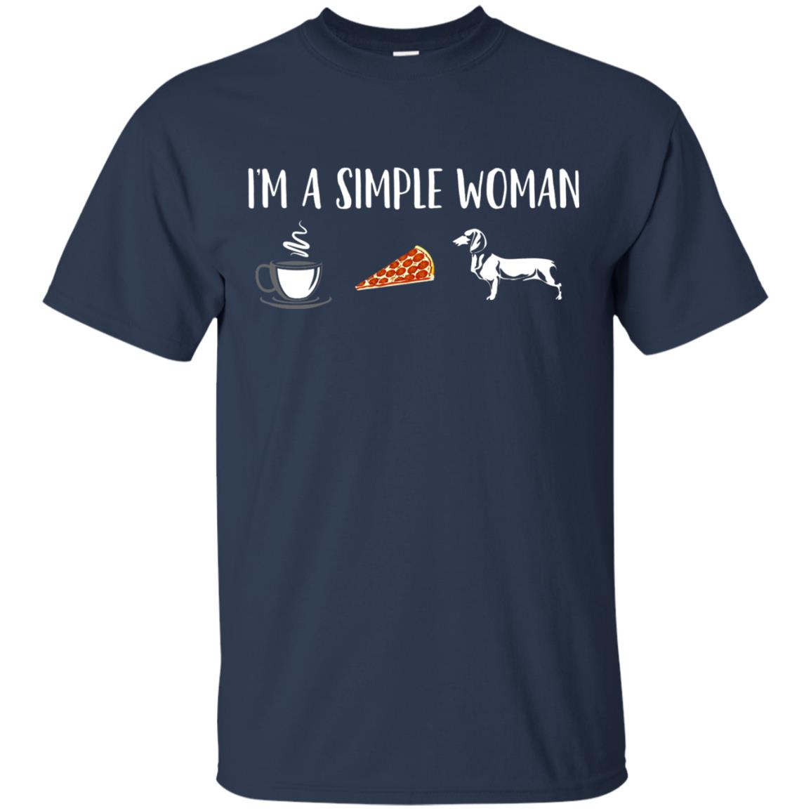 Im A Simple Woman Coffee Pizza Doxie Dachshund Lover T-shirt Navy
