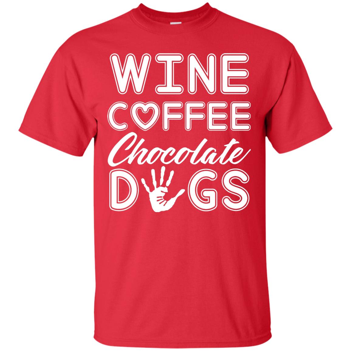 Wine Coffee Chocolate Dogs Family T-shirt Red