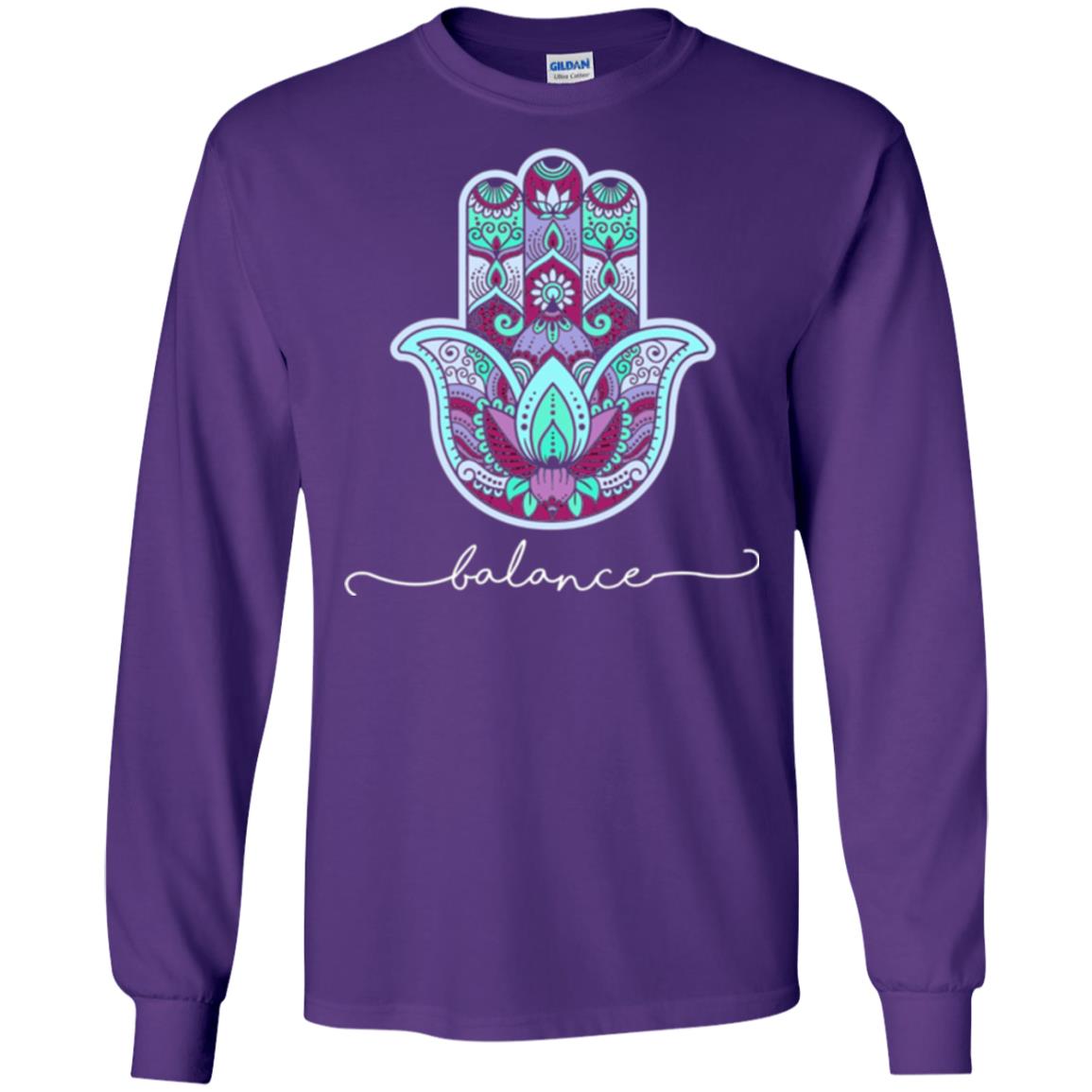 Balance Yoga Gym Hamsa T-shirt Purple