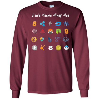 Bitcoin Litecoin Ethereum T-shirt Eenie Meenie Miney Moe Maroon