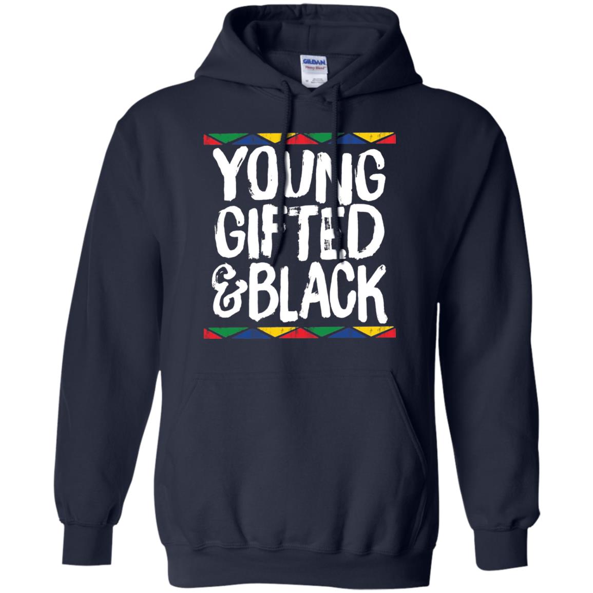 African Pride History Heritage T-shirt Young Gifted And Black Navy
