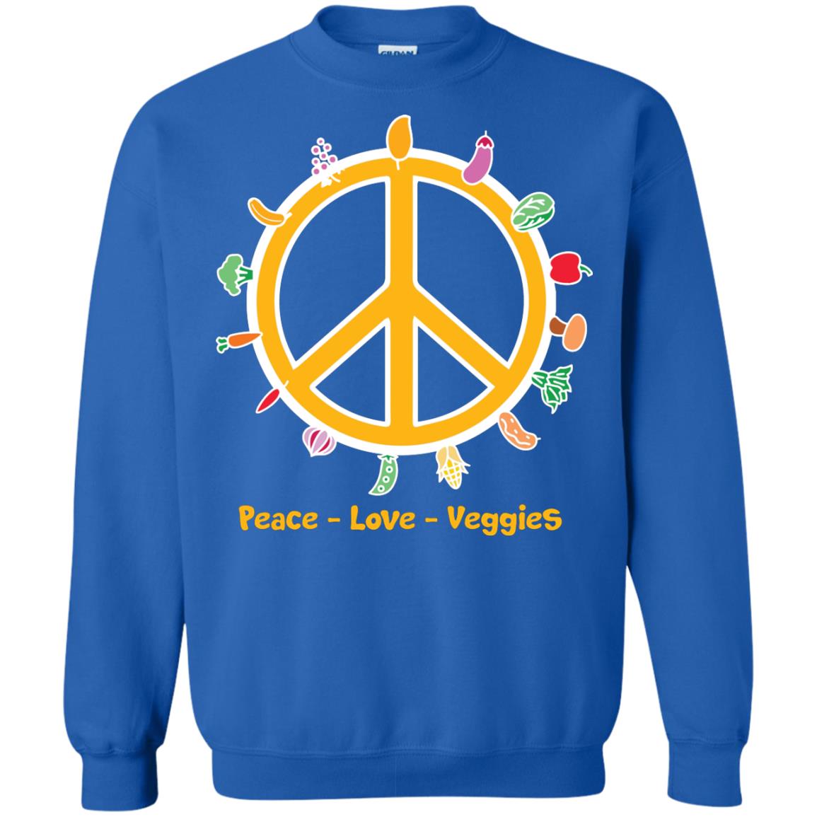 Vegetarian T-shirt Peace Love Veggies Royal
