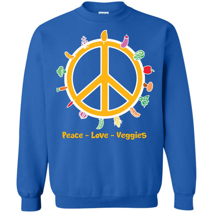 Vegetarian T-shirt Peace Love Veggies Royal