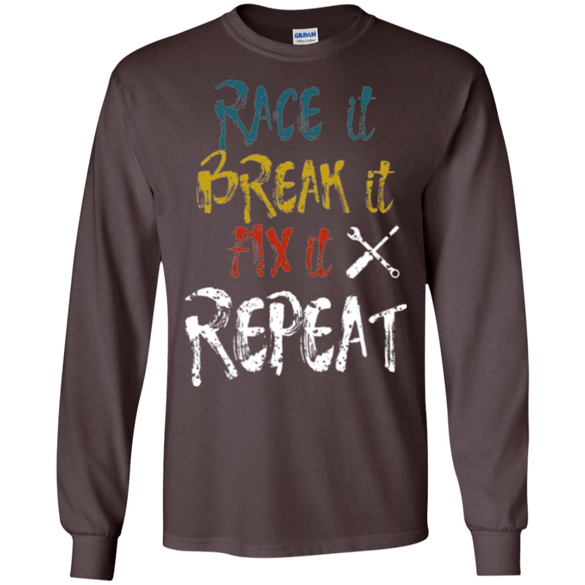 Mechanic T-shirt Race It Break It Fix It Repeat Dark Chocolate