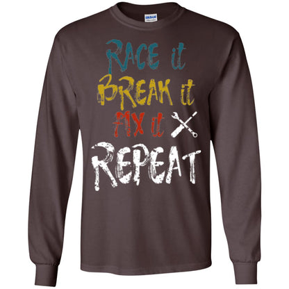 Mechanic T-shirt Race It Break It Fix It Repeat Dark Chocolate