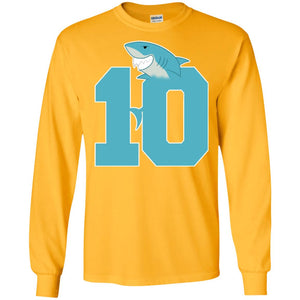 10th Birthday Shark Party ShirtG240 Gildan LS Ultra Cotton T-Shirt