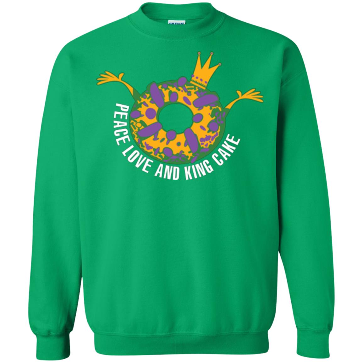 Mardi Gras T-shirt Peace Love And King Cake Irish Green