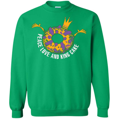 Mardi Gras T-shirt Peace Love And King Cake Irish Green