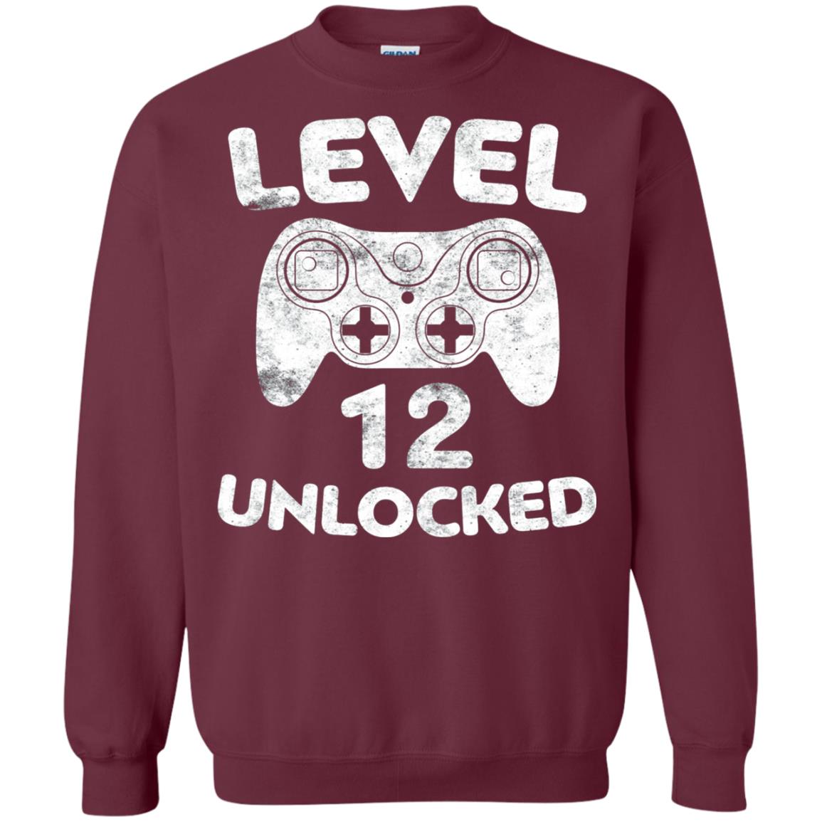Level 12 Unlocked 12th Video Gamer Birthday Shirt Maroon