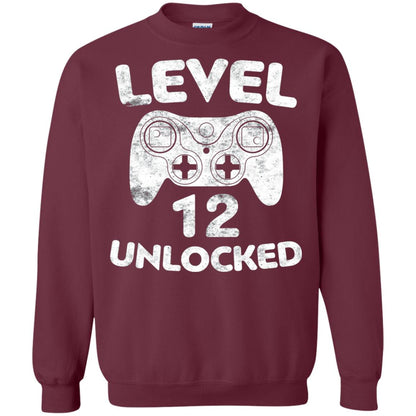 Level 12 Unlocked 12th Video Gamer Birthday Shirt Maroon