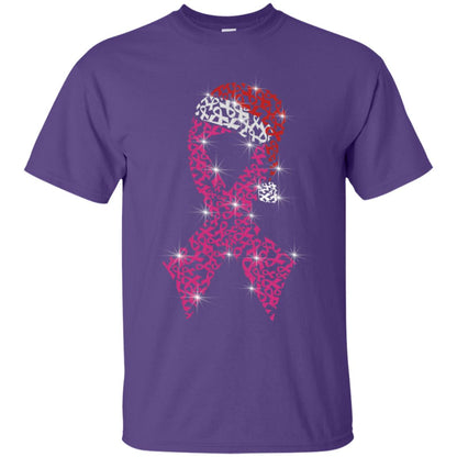 Pink Ribbon With Santa Hat Breast Cancer Awareness X-mas Gift Shirt Purple