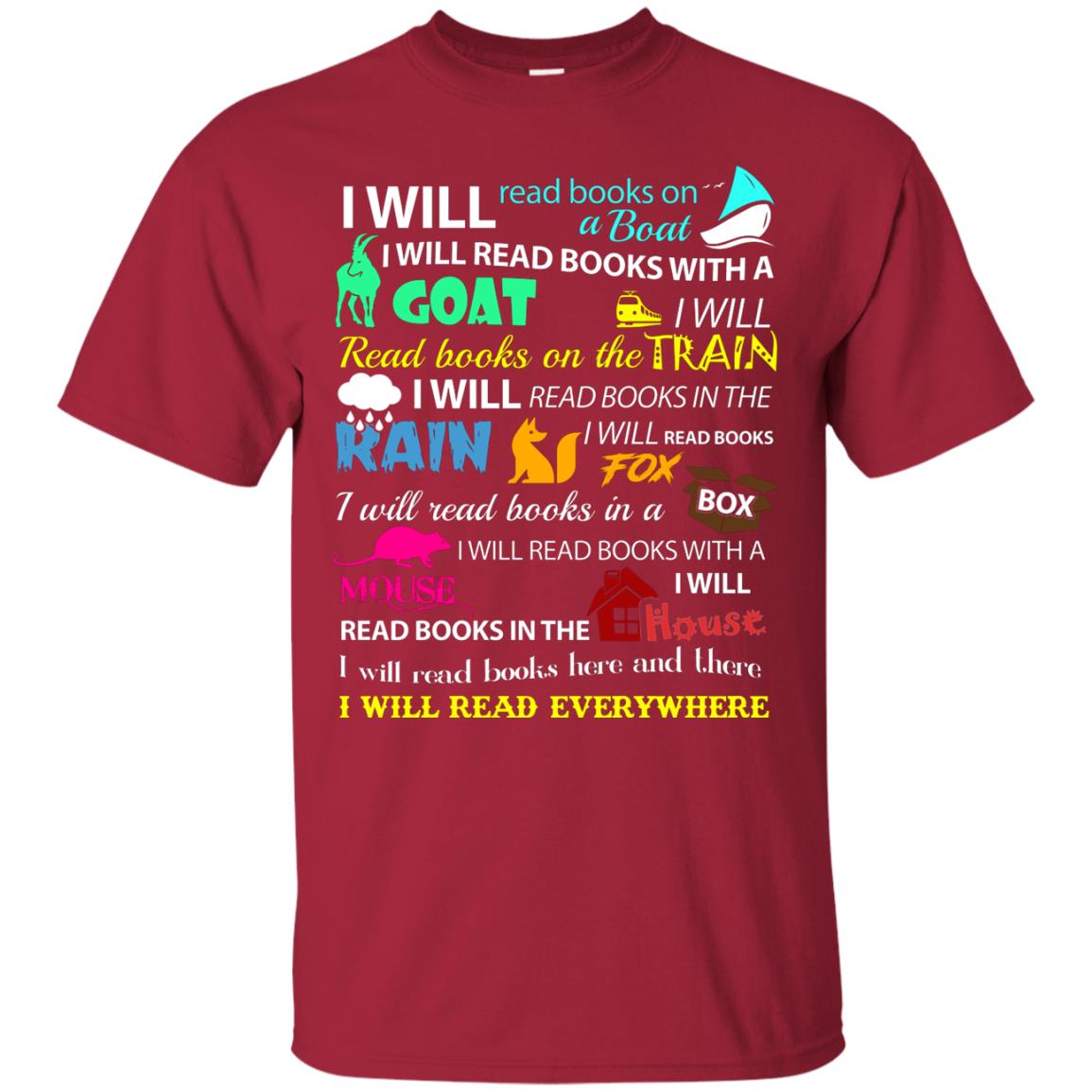 I Will Read Books On A Boat Bookworm T-shirt Cardinal