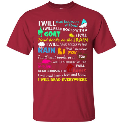I Will Read Books On A Boat Bookworm T-shirt Cardinal