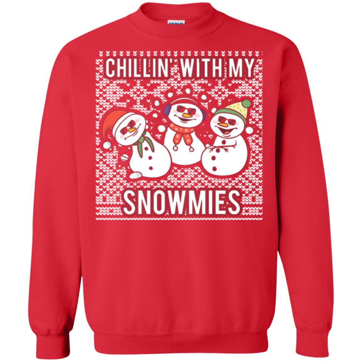 Christmas T-shirt Chillin' With My Snowmies Red