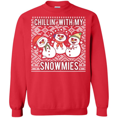 Christmas T-shirt Chillin' With My Snowmies Red
