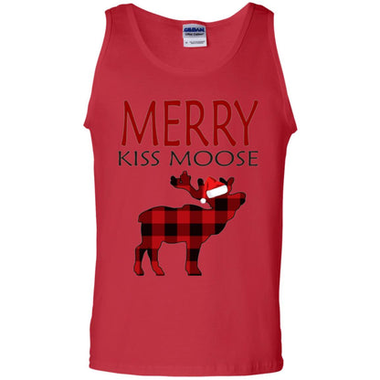 Christmas T-shirt Merry Kiss Moose Red
