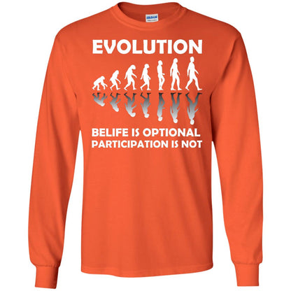 Evolution Belife Is Optional Participation Is Not Shirt Orange
